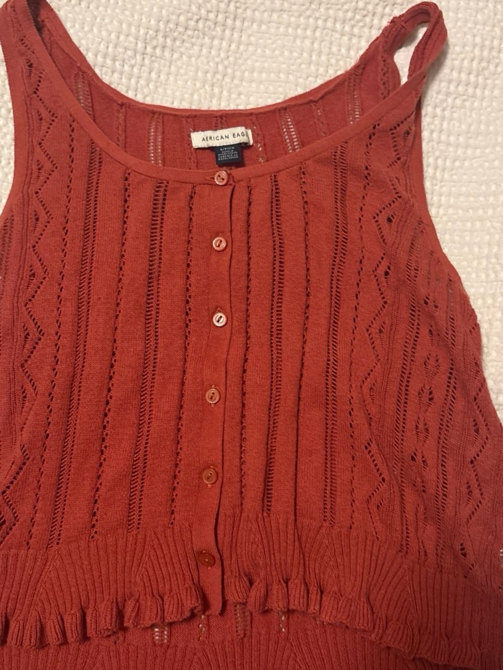 American Eagle Outfitters Burnt Orange Knit Button-Front Tank